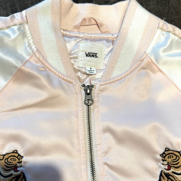 VTG Vans California Satin BomberJacket Tiger Floral Embroidery‎ Pink Womans SZ S - Picture 5 of 16
